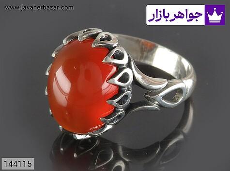 انگشتر نقره عقیق یمنی نارنجی خوشرنگ مردانه [شرف الشمس] - 144115